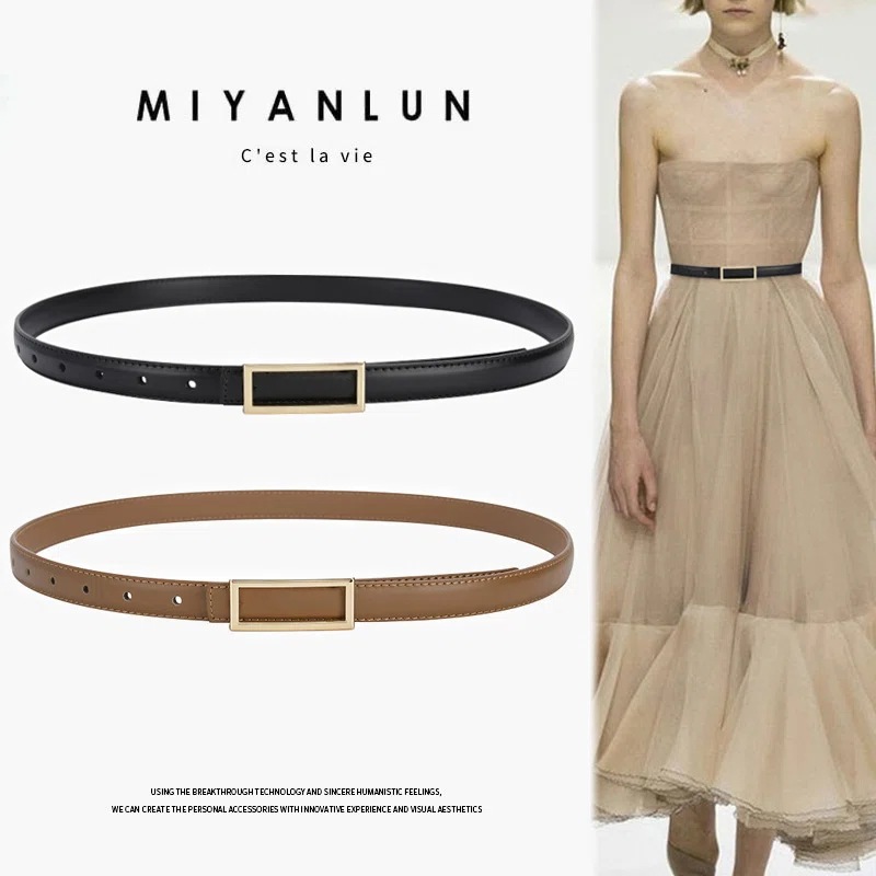 Picture of Belt Women's High-end Sense Belt Genuine Leather Summer Decorative Thin Belt Fashion All-match dress Suit Trendy Trouser Belt