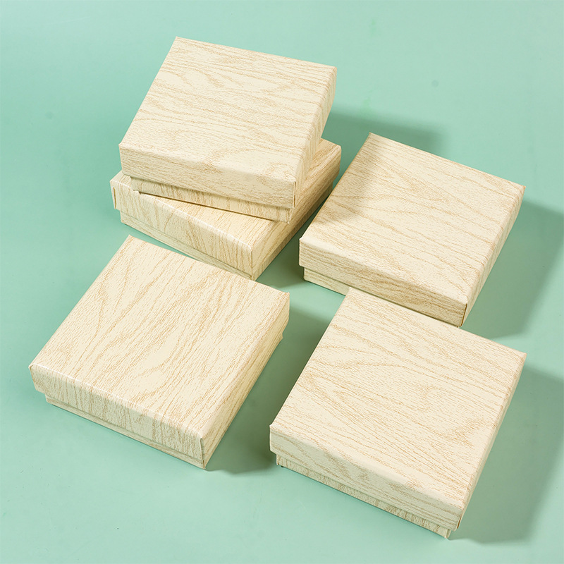 Vintage white wood grain jewelry box jewelry packaging box necklace bracelet jewelry gift box in stock wholesale