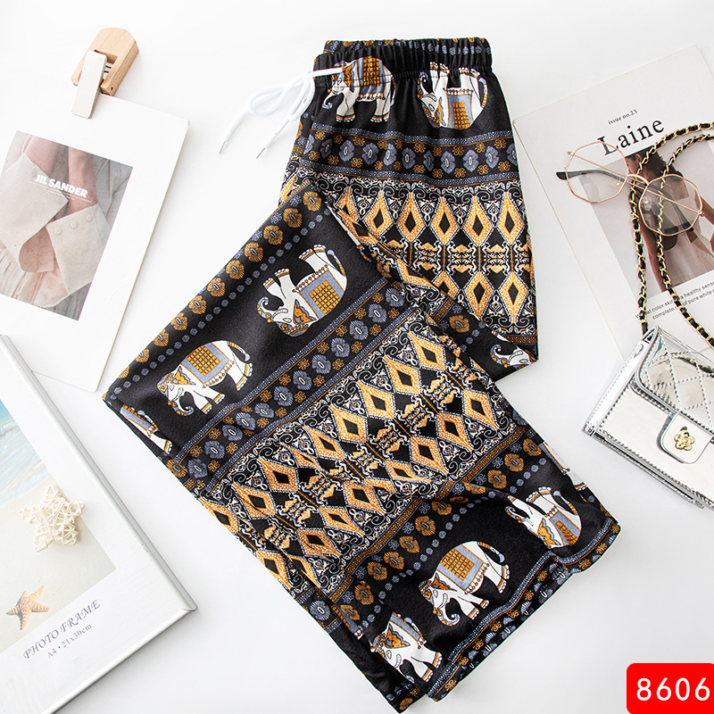 Picture of Summer Women's Ice and Snow Silk Pants Middle-aged and Elderly Loose Casual Home Pants Thin Pants for Mothers