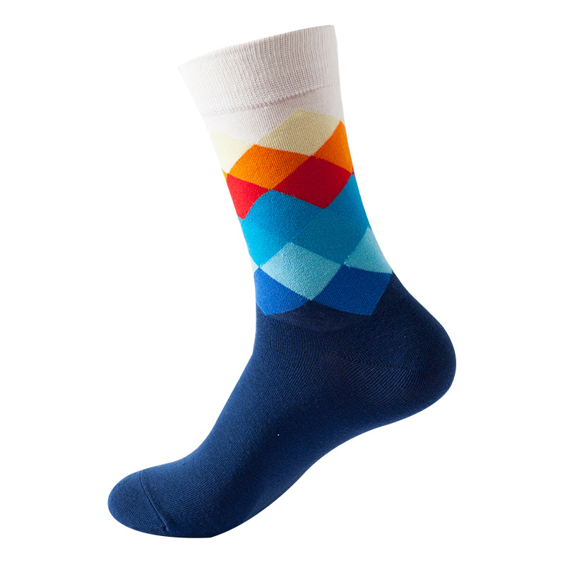Picture of European and American Ins Style Mid-Calf Socks for Women Amazon Trendy Socks Supply Diamond Pattern Fashion Trendy Socks Wholesale in Stock