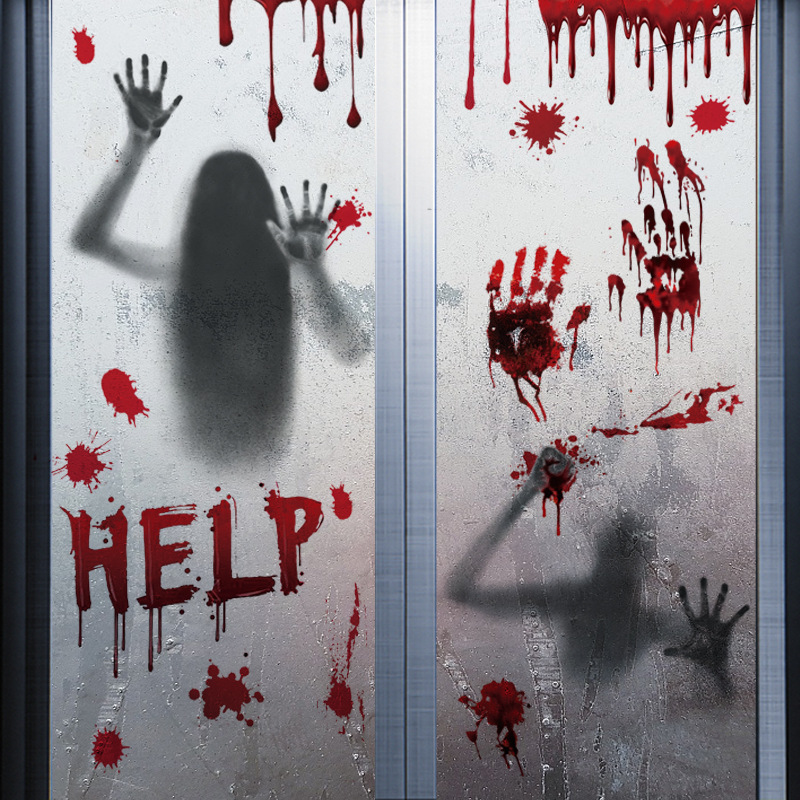 Halloween stickers blood handprint ghost ghost hands horror static stickers Halloween decoration mall window scene layout