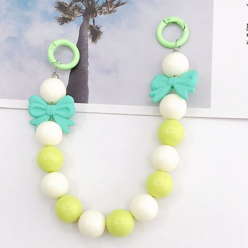 Picture of New Candy Color Acrylic Hand Chain Colorful Bow Bag Pendant Diy Mobile Phone Case Accessories Trend