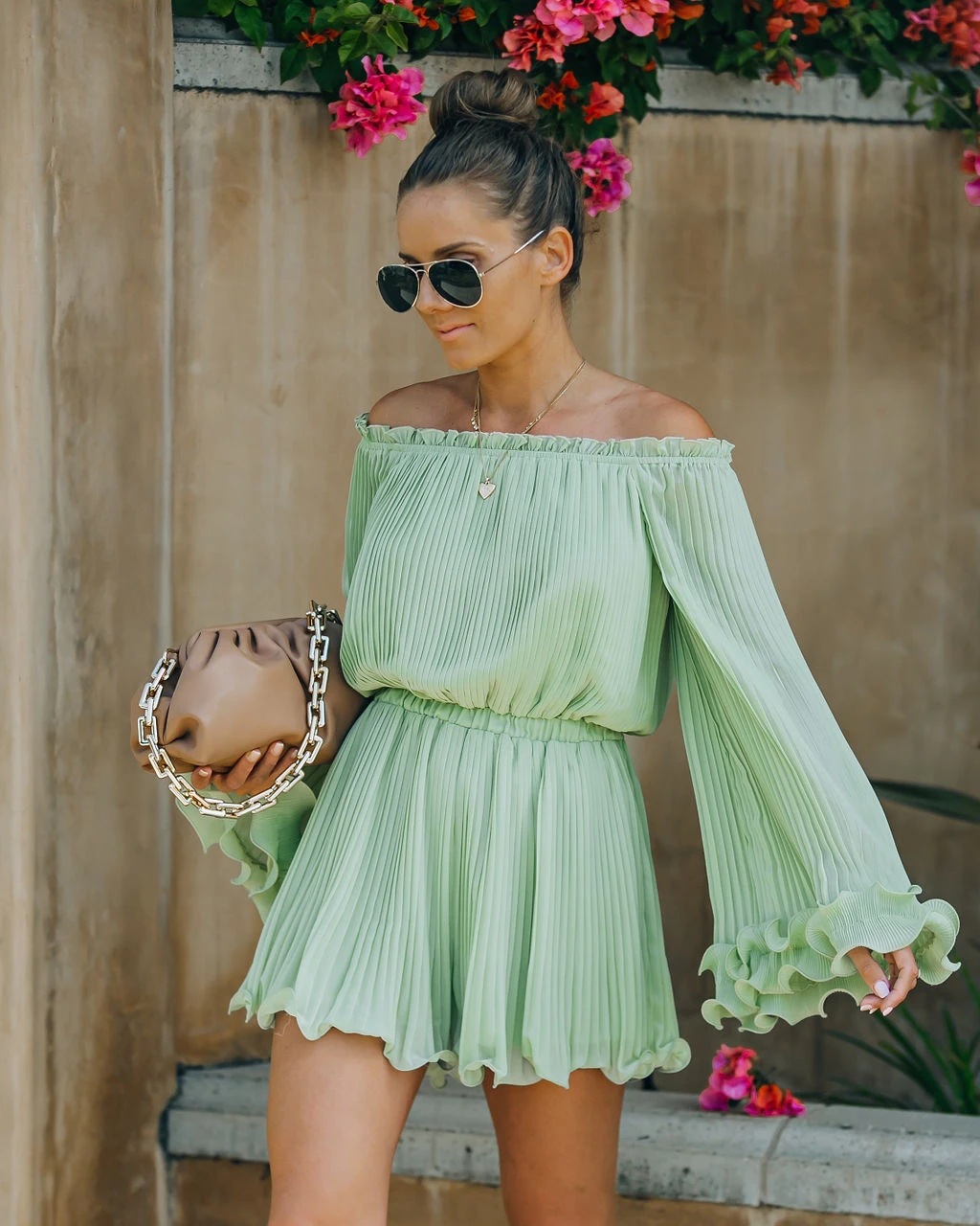 Picture of Spot! 2021 New Amazon Independent Station Summer Solid Color Ruffled Shoulder Ruffled Jumpsuit
