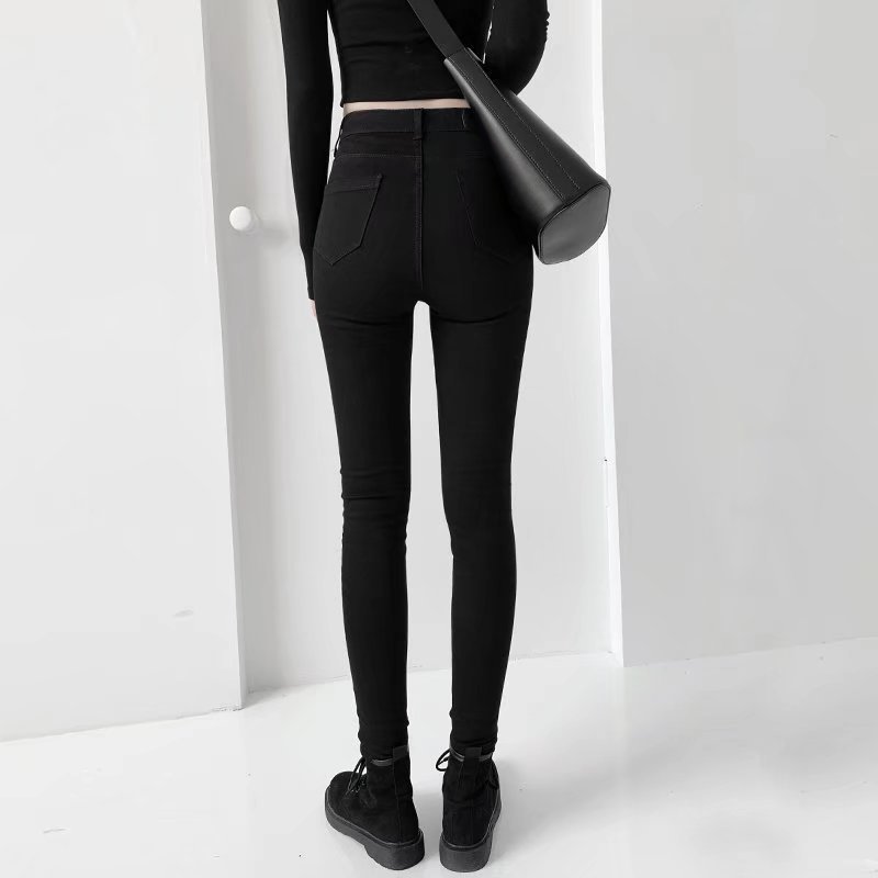 Picture of Spice Girls Skinny Pants Spring and Autumn New Korean Style Stretch High Waist Slimming Feet Black Pants Pencil Magic Jeans