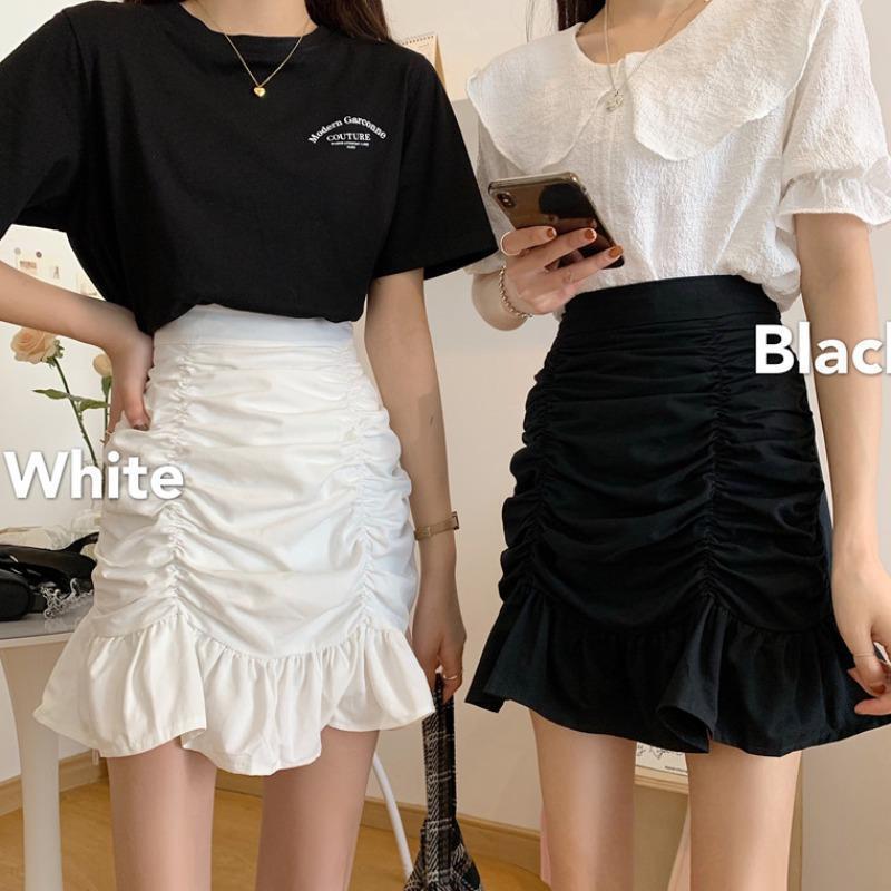 Skirt 2024 Spring Gentle Style A-Line Skirt High Waist Slim Ruffled Short Skirt Student Skirt Women's Summer Trendy