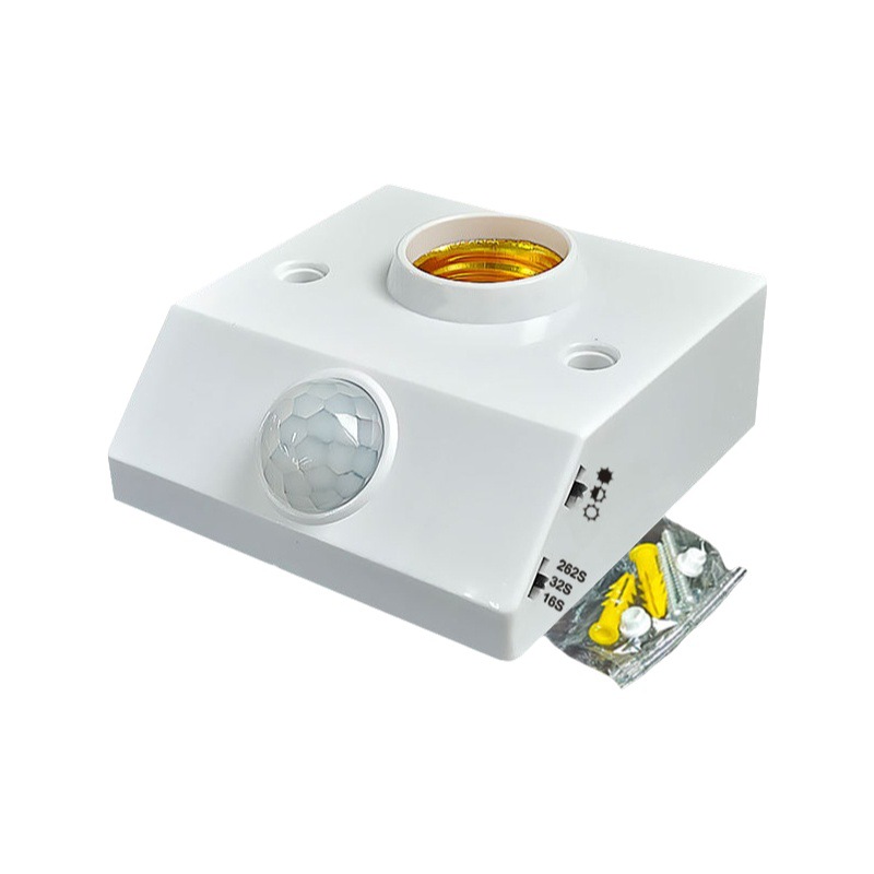 Ming-installed infrared human body induction switch lamp holder corridor E27 screw lamp holder will light up adjustable led lamp holder