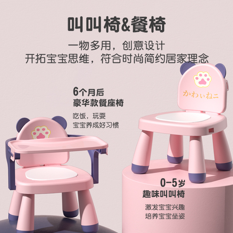 Picture of Children's Backrest Chair Baby Calling Chair Infant Seat Household Dining Plastic Dining Chair Cartoon Small Chair Bench