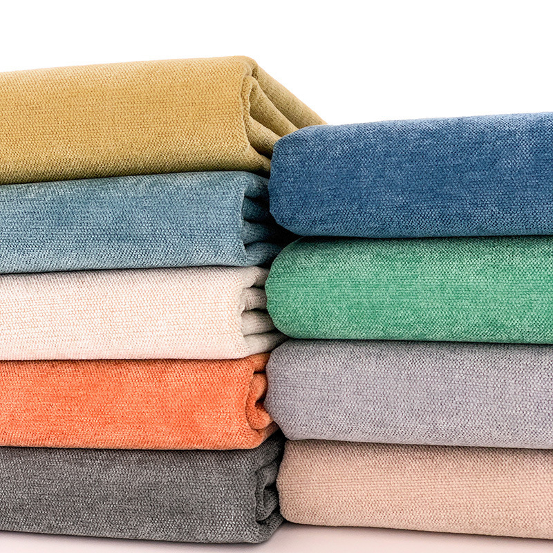 Solid color chenille fabric polyester flannel factory in stock wholesale Chinese soft bag pillow cushion cover sofa fabric