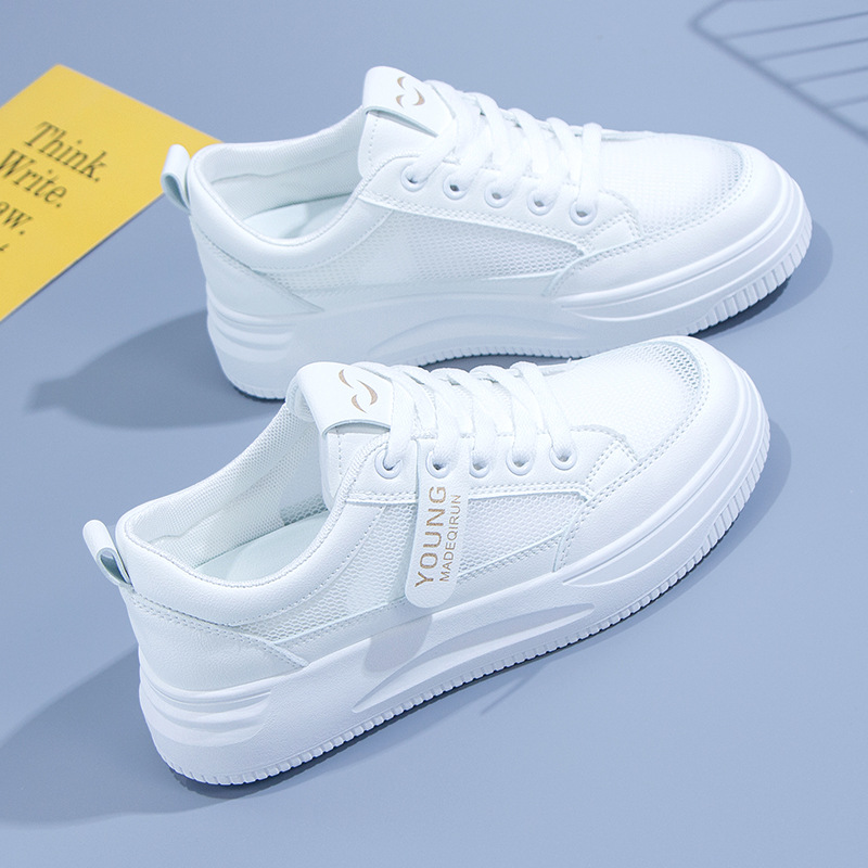 Picture of White Shoes Women's 2025 Summer New Breathable Mesh Thin Women's Shoes All-match Student Flat Sports Casual Mesh Shoes