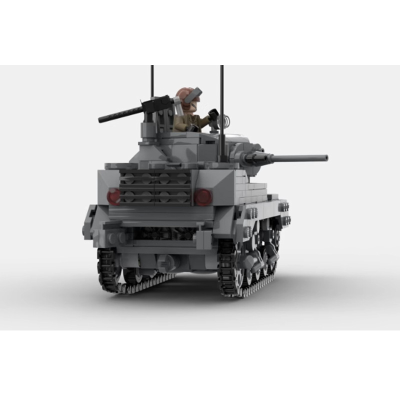 Picture of MOC-161865 compatible with Lego World War II M5 tank model military series diy assembling building blocks toys for children