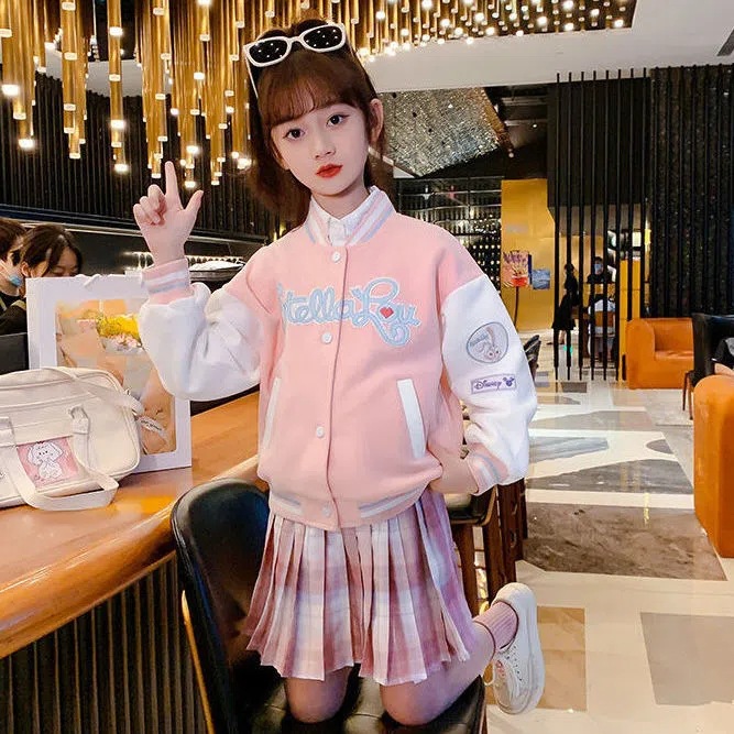 Girls' baseball uniform star Delu coat Spring and Autumn new casual sports cardigan children's western style Korean style jacket jacket