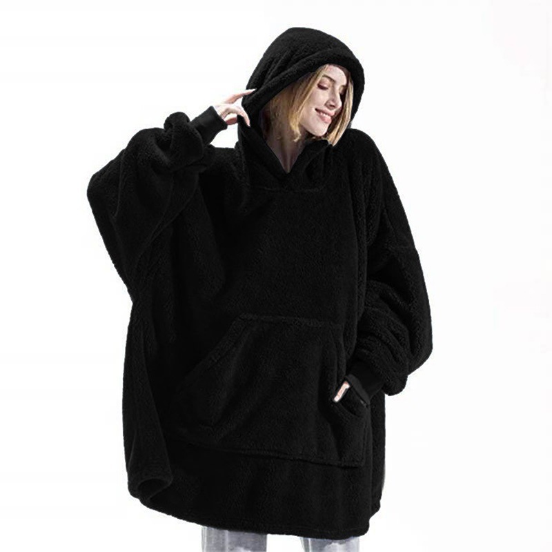 Picture of Cross-border Amazon Autumn and Winter Comfortable Loose Double-sided Fleece Hoodie Thickened Wearable Blanket Couple's New Home Clothes