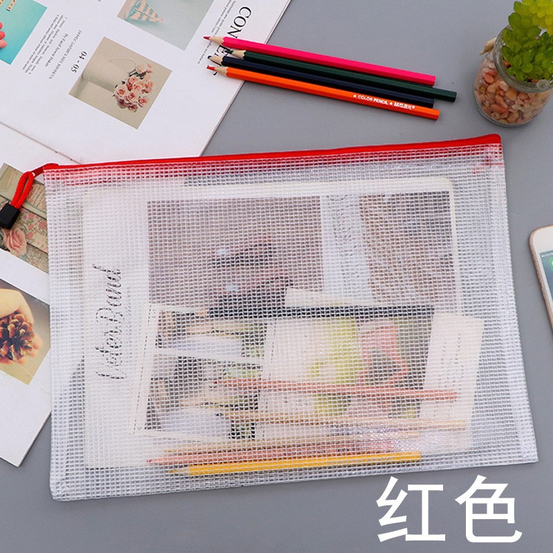 Picture of Wholesale Pvc Plastic A5 Large Capacity Mesh Zipper File Bag A3 Storage File Prenatal Check-Up Information A4 Storage Bag
