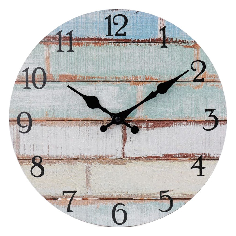 Spliced Wood Grain Dining Room Living Room Wall Clock Bedroom Creative Clock Ready Stock Silent Clock Manufacturer Wholesale Wall-Mounted