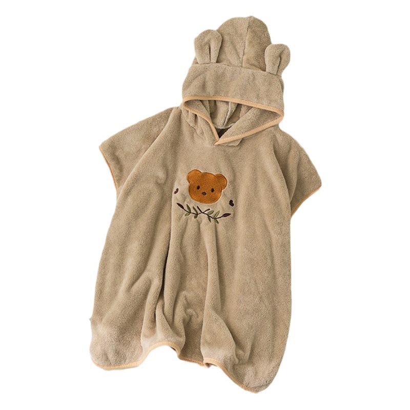 Picture of Coral Velvet Children's Bathrobe New Cartoon Cloak Wearable Bath Towel Hooded Baby Bath Cloak Beach Towel with Hood