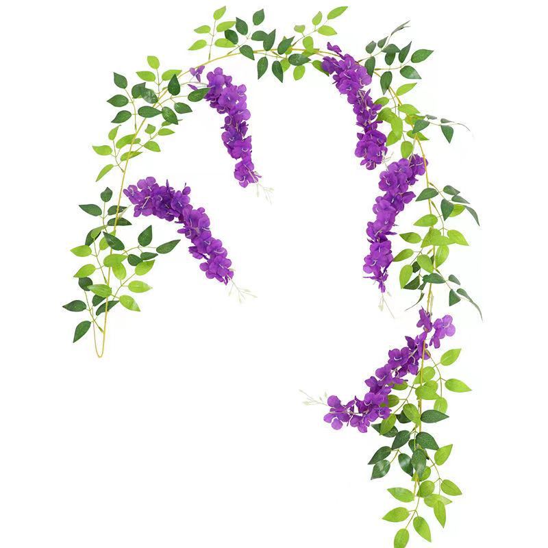 Picture of Simulation wisteria flower false Flower Vine decorative flower winding hanging flower plastic flower Vine string flower plant pipe shading flower