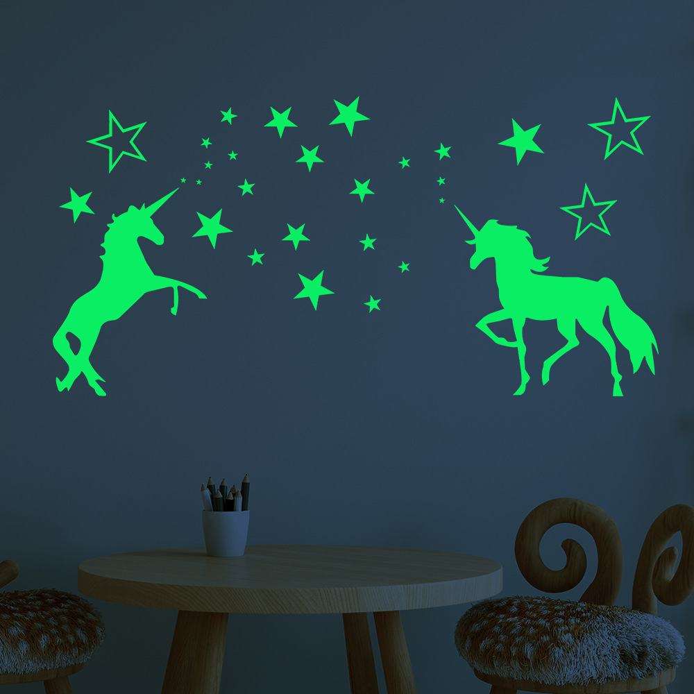 3610 luminous carved unicorn star luminous stickers children's room bedroom decorative cartoon wall stickers fluorescent stickers
