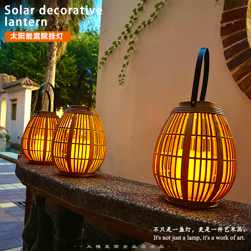 Picture of [A generation of hair] solar rattan lantern source factory courtyard garden decoration bamboo Amazon explosions