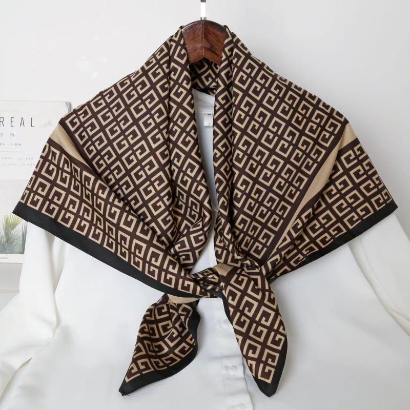 Picture of Autumn and winter all-match shawl animal printed black and white simple large square 90*90CM imitation silk twill silk scarf for women