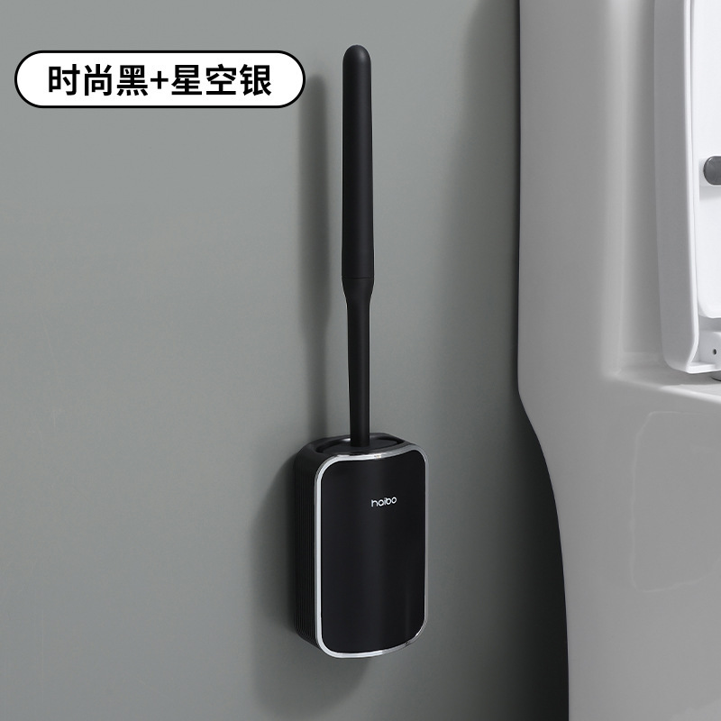Picture of Silicone Toilet Brush Household No Dead Corner Toilet Brush No Punching Wall-Mounted Bathroom Squat Toilet Cleaning Brush