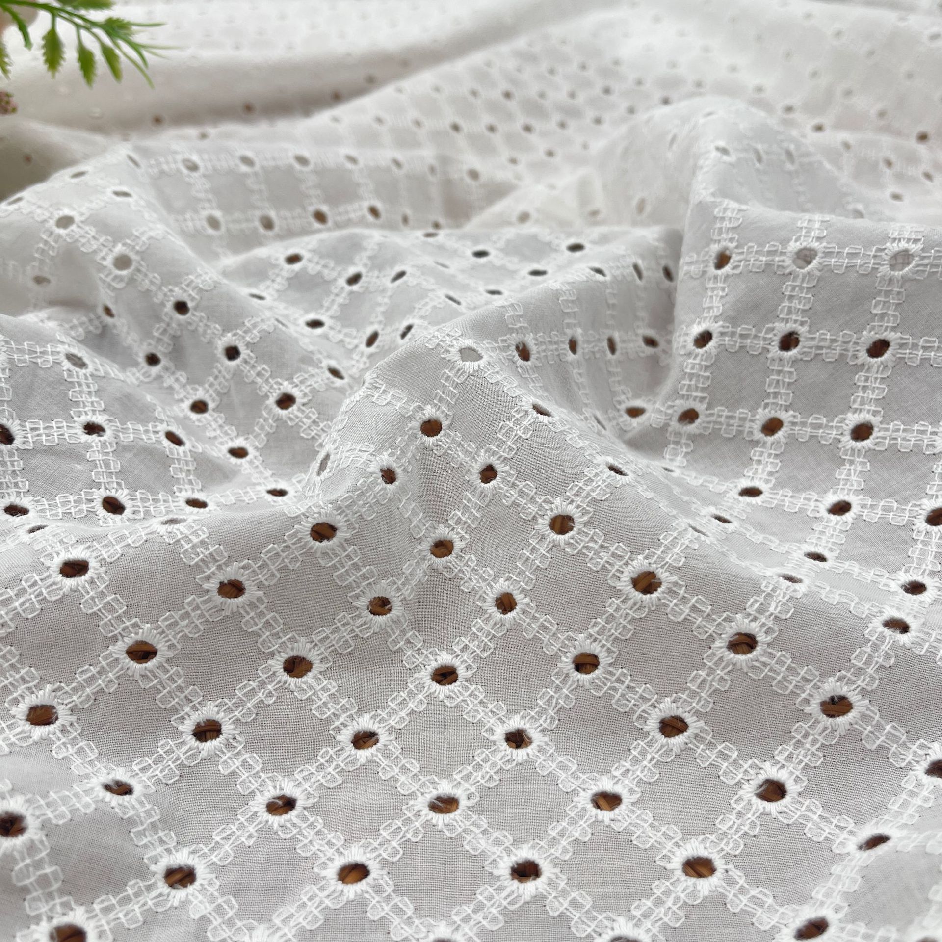 Picture of Lace fabric summer cotton skirt clothing DIY women's water soluble cotton embroidered cotton hollow embroidery fabric