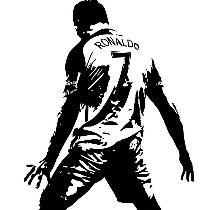 ROMALDO Ronaldo No.7 Footballer's Back Carved Wall Sticker