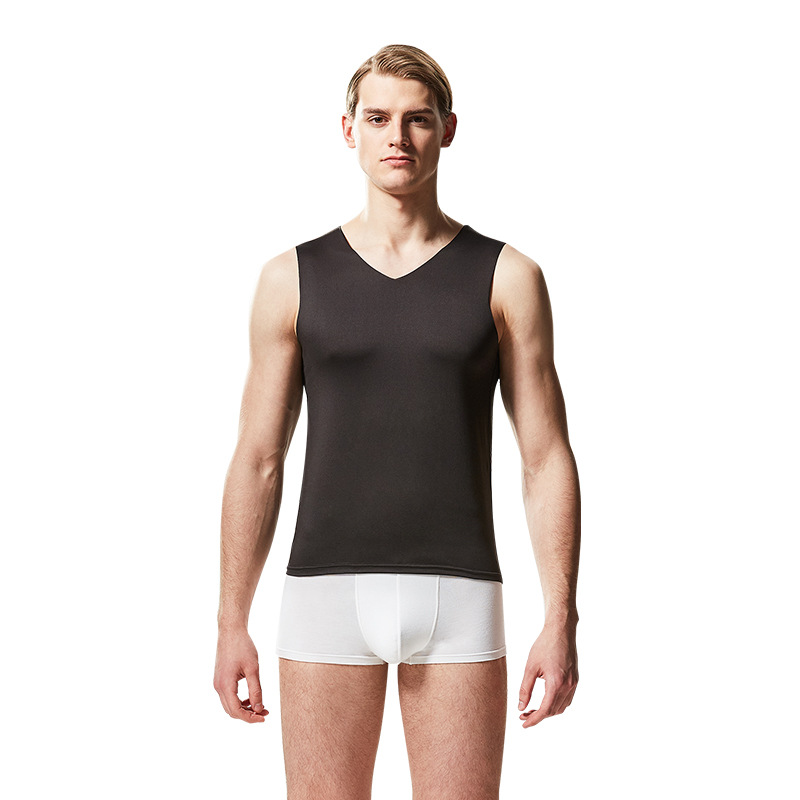 Picture of New men's ice silk vest wide shoulder narrow tailored breathable sweat-absorbent sports fitness base waistcoat monochrome hair generation