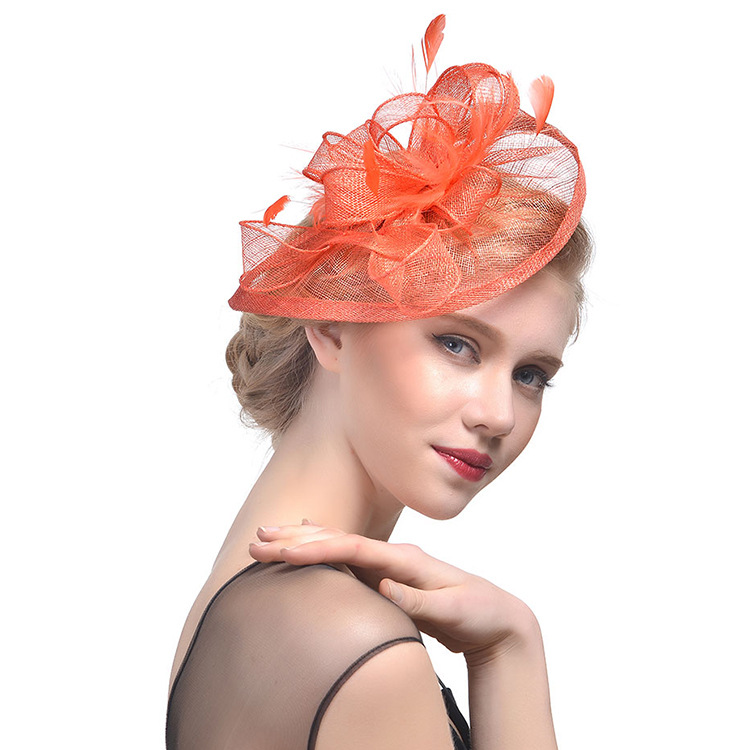 European and American Linen Headwear Amazon's Popular Bridal Hair Accessories Banquet Photo Hat Feather Headwear Cross-Border Supply