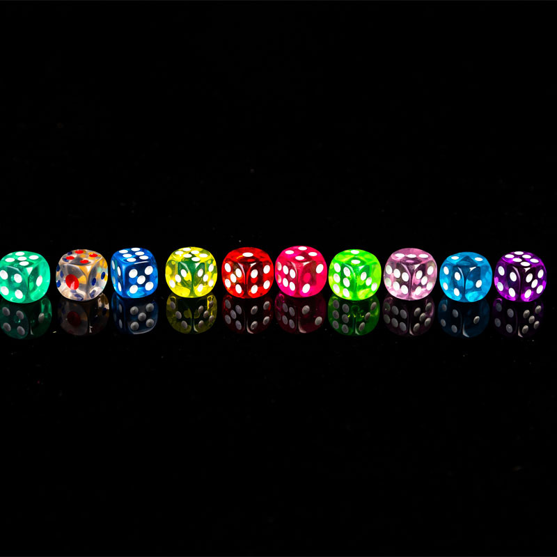 Picture of 14mm Acrylic Colorful Transparent Dice Bar Dice Chess and Card Dice Crystal Sieve Dice Wholesale