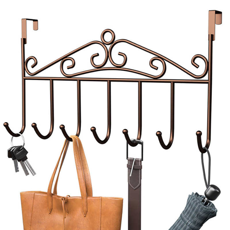 Picture of Creative Wrought Iron Door Back Hook Coat Hood Storage Rack Nail-free Door Back Load-bearing Wrought Iron Hook