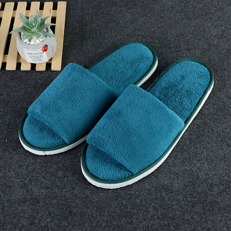 Picture of Disposable solid color coral fleece slippers hotel homestay couple slippers room hotel thickened slippers wholesale