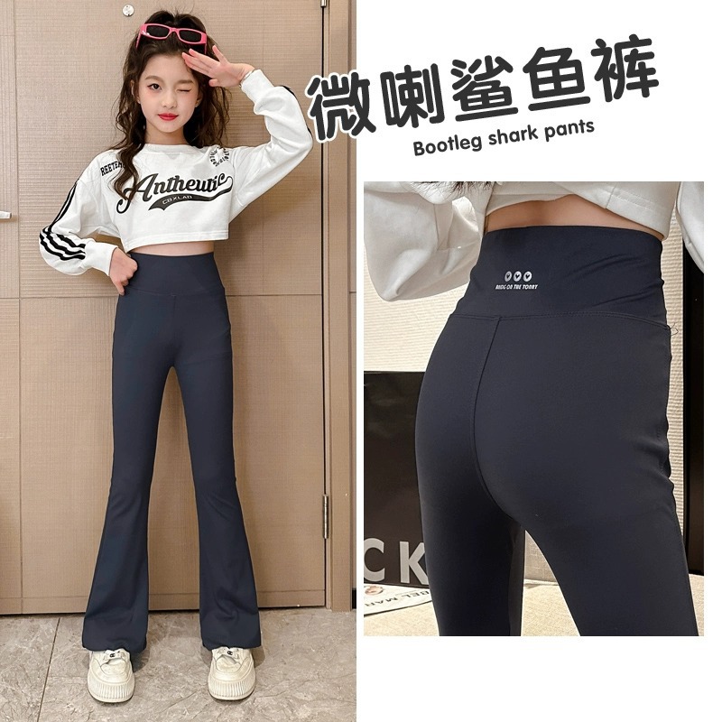 Picture of Girls' Pants 2025 Autumn and Summer Elastic Thin Shark Pants for Older Children, Spring and Autumn Leggings, Cross-Border E-Commerce