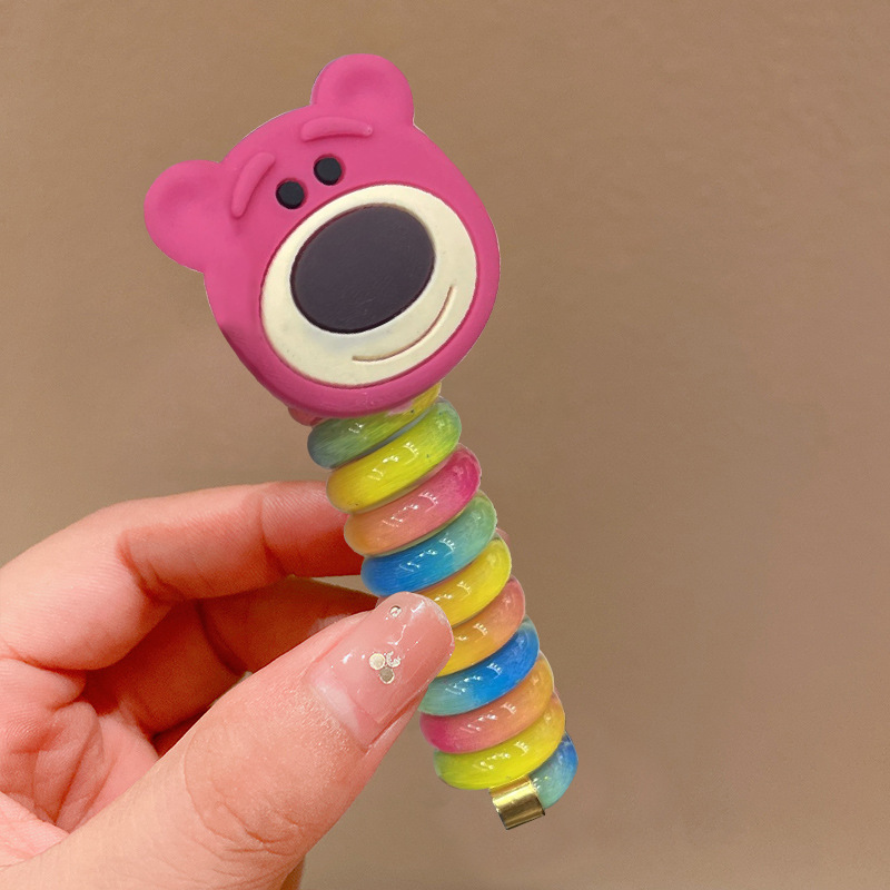 Picture of Children's coil telephone line hair band female high ponytail does not hurt hair hair rope high elastic durable rubber band Braid artifact