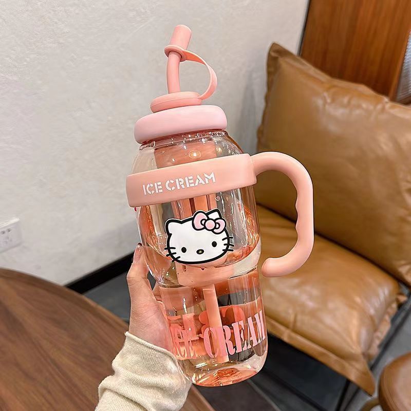 Picture of Net red belly cup high color value large capacity handle cup summer ice cup plastic straw cup 2025 new