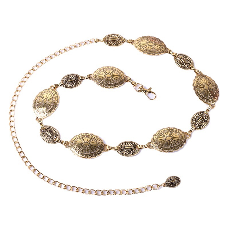 Cross-Border New Women's Belt, Fashionable and Versatile, Retro-Style Texture Decorative Metal Chain Waist Chain Accessories in Stock