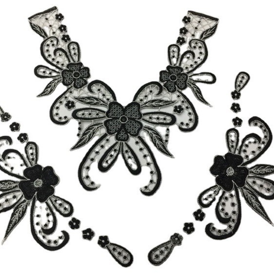 Butterfly graphic two-color water-soluble polyester embroidery lace collar collar lace DIY cheongsam collar flower accessories all-match