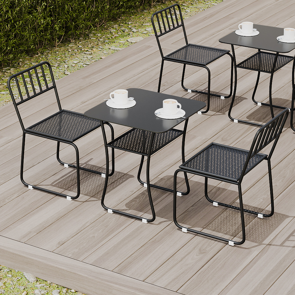 Outdoor Courtyard Leisure Table and Chair Combination Garden Balcony Outdoor Open-air Cafe Milk Tea Shop Metal Table and Chair
