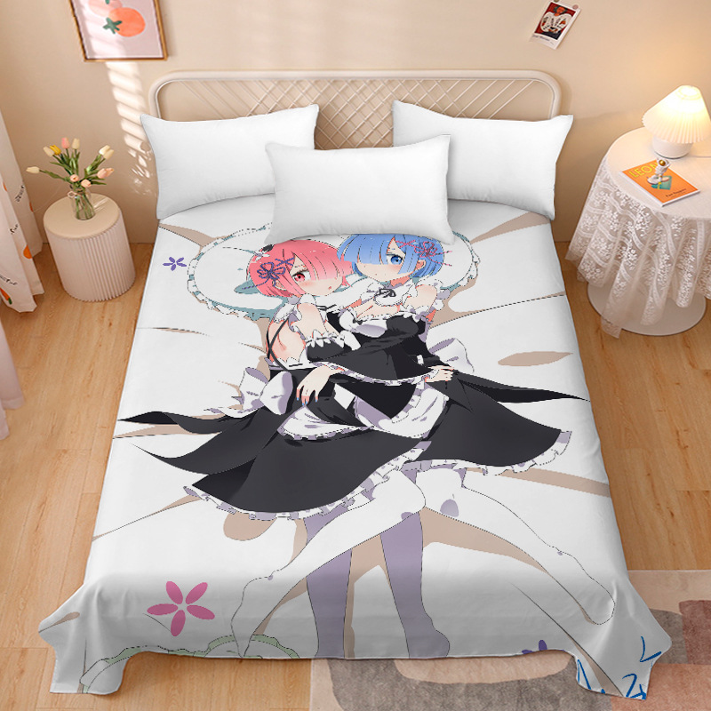 Picture of Anime Two-Dimensional Anime Rem Picture Gentleman 3D Beauty Bed Bed Sheets Single Piece Student Dormitory 1.9m