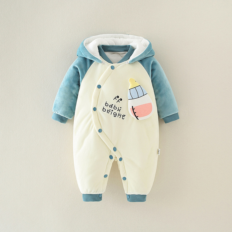 Picture of Baby Jumpsuit quilted super cute romper newborn cute cartoon clothes hooded baby romper