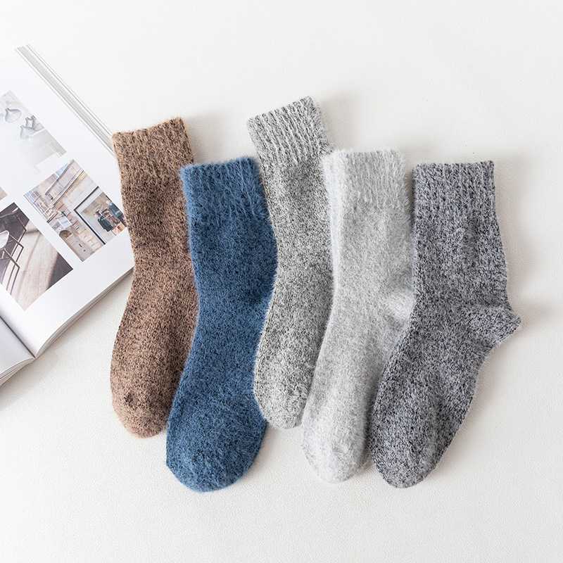 Winter Socks Men's Parallel Imitation Mink Rabbit Wool Socks Thickeneded Warm Mid-Calf Socks Amazon Cross-Border Wish