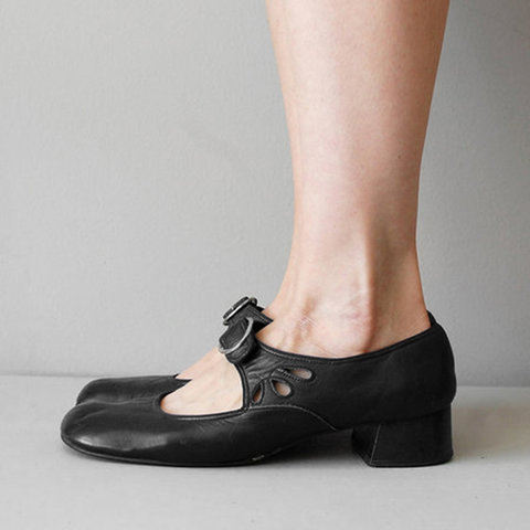 Picture of Foreign Trade Cross-Border New Spring New Product European and American Style Low Heel 40-43 Buckle Strap Shallow Mouth Flats Single Shoes