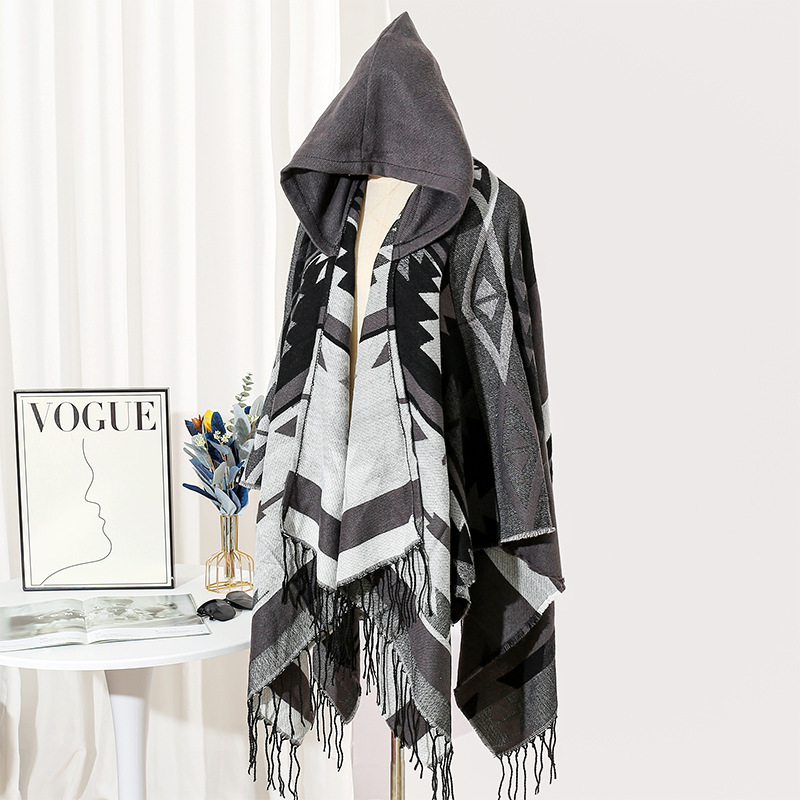 Picture of Ethnic Style Hooded Shawl Women's Yunnan Western Sichuan Travel Wear Costume Xinjiang Desert Photograph Outer Cape Cape