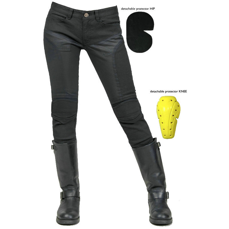 Summer motorcycle riding pants motorcycle jeans racing slim fit ventilation mesh breathable knee pad adjustable up and down