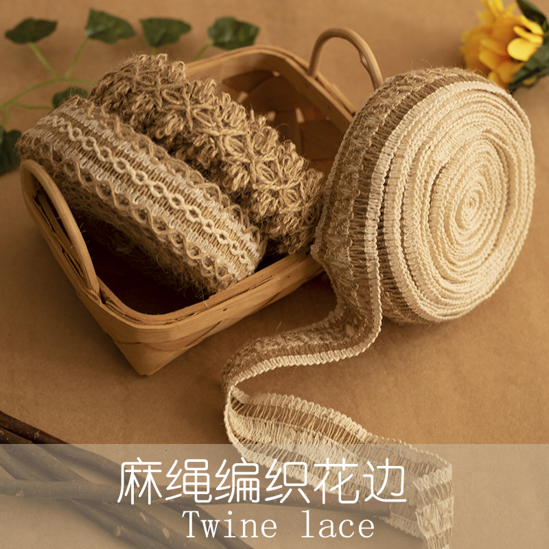 Kindergarten Handmade Ring Creation Material DIY Decorative Cotton Linen Rope Woven Lace Ribbon Lace Strip Flower
