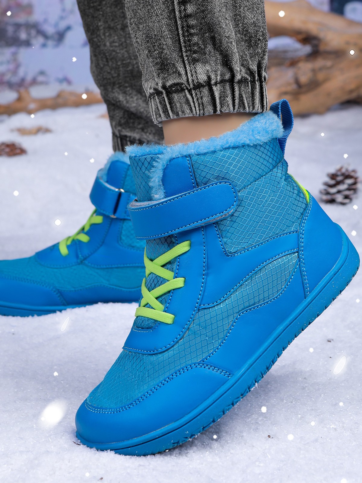 Children's Winter Warm Boots Wide Last High-top Cotton Shoes Waterproof Cold-proof Non-slip Snow Boots Outdoor Sports Hiking Mountain Climbing