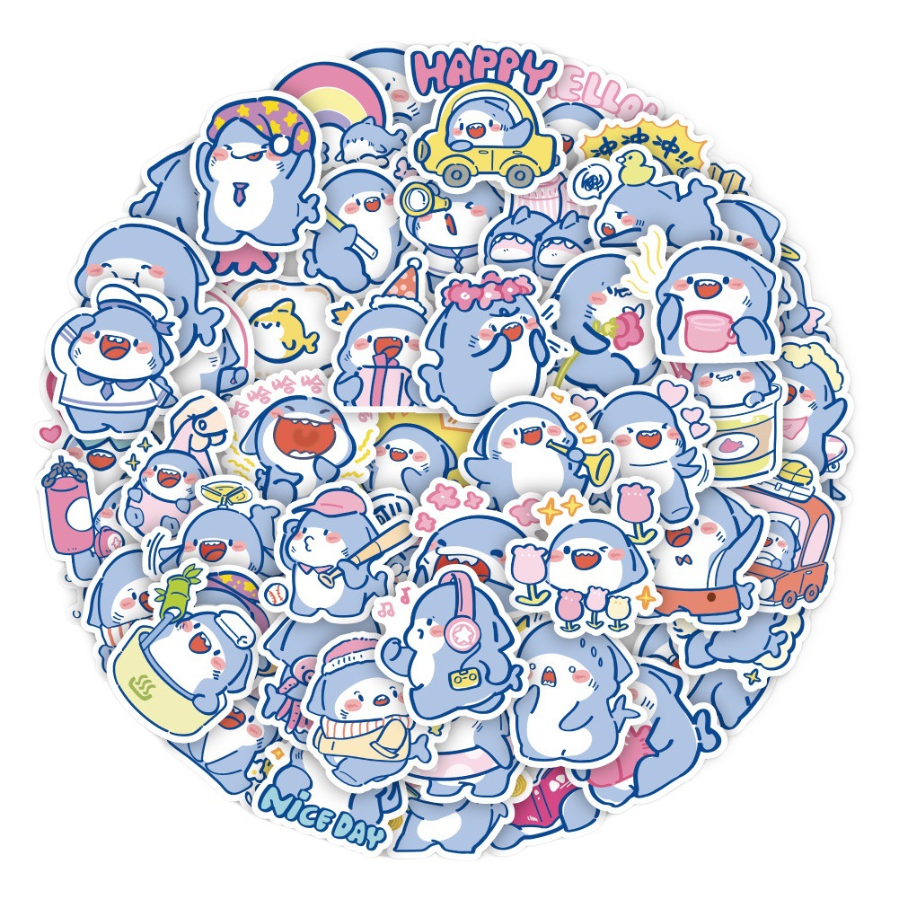 50 original cute cartoon animal shark graffiti stickers decorative water Cup guitar luggage waterproof stickers