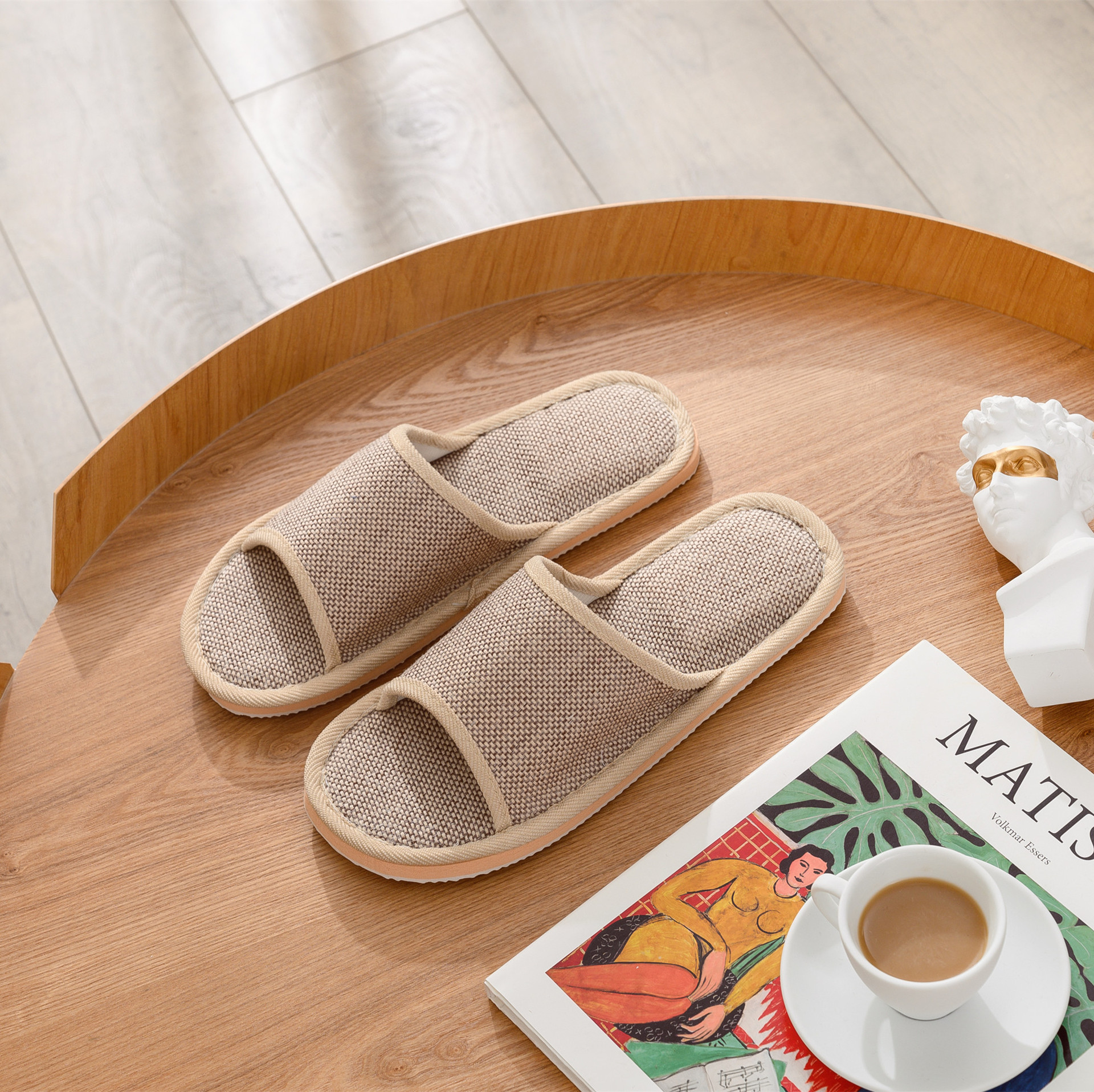 Picture of 2025 New Hotel Cotton and Linen Slippers for Women Spring, Autumn and Summer Home Couples Linen Thick-Soled Four Seasons Sandals and Slippers