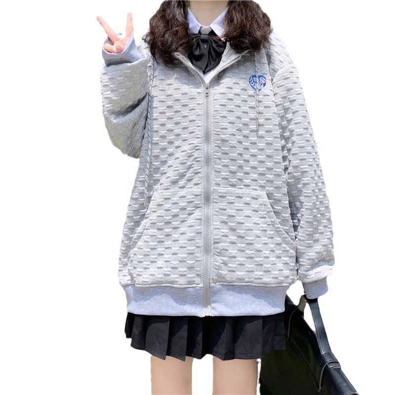 Picture of Autumn and Winter New Style Japanese Style Sweet Loose Retro Versatile Student Niche Design Waffle Jacket Women's Cardigan Top