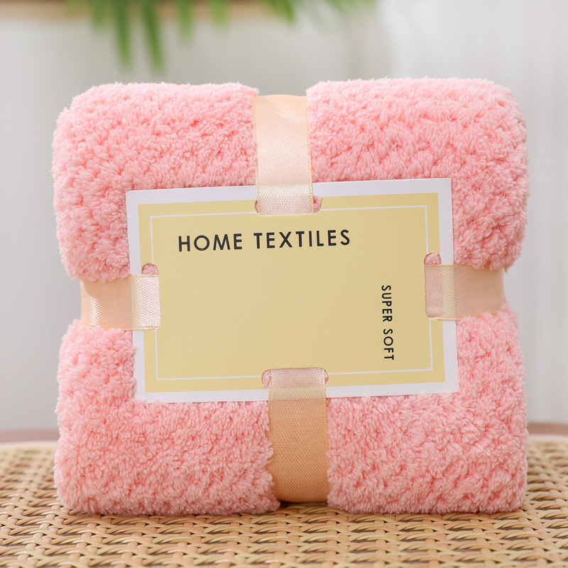 Picture of Wedding gift coral fleece absorbent towel 35*75 tie card wine red joy square towel hand gift