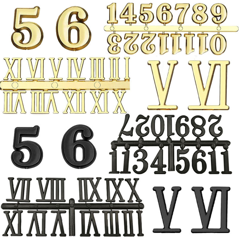Picture of in stock Direct Supply 3CM Clock Digital Arabic Gold Silver Black Three Color Electroplated Clock Accessories Letter Number